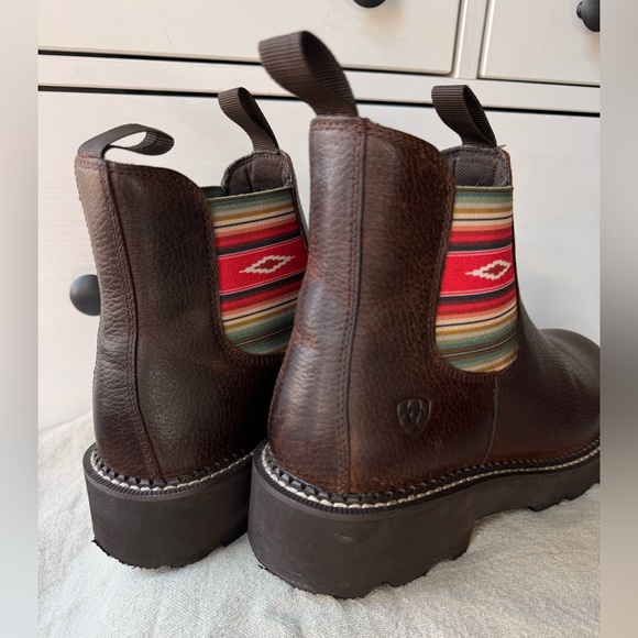 ARIAT WOMEN'S Leather Twin Gore WESTERN Brown BOOTS size 9,5B Aztec Spring Boho - Picture 11 of 17